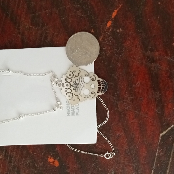 Sterling silver Halloween!!!  Sugar skull Day of dead skull necklace - Picture 6 of 11